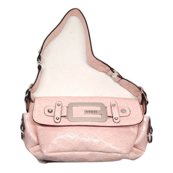 Guess Handbags - Guess pink handbag purse croc snake print